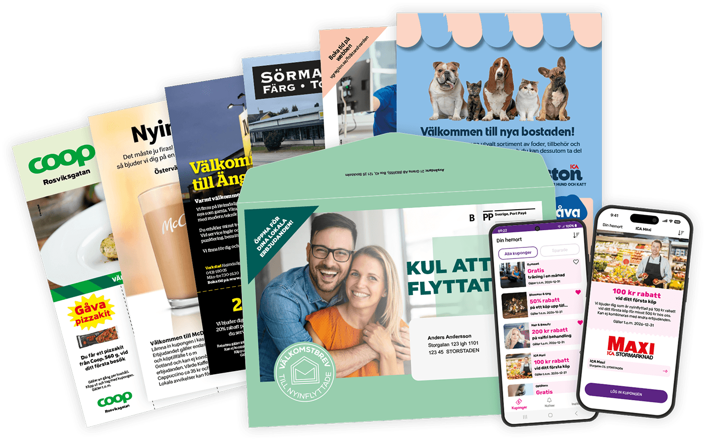 Välkomstbrev till nyinflyttade och Mobilkupongen